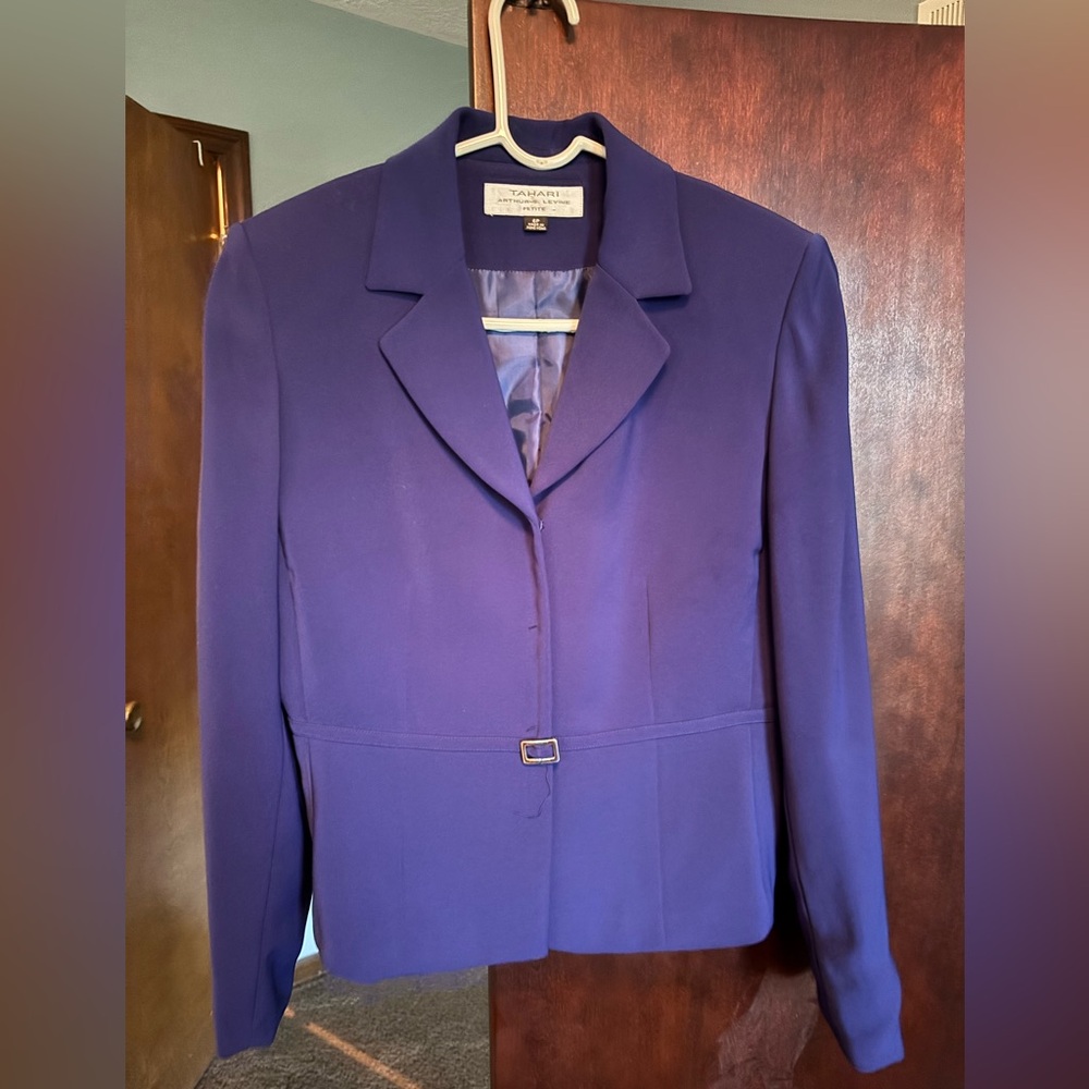 Tahari Purple Tailored Fit Suit